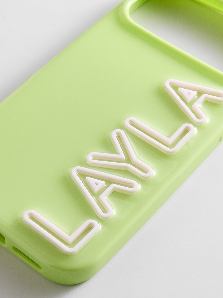 Fine Line Custom iPhone Case - Chartreuse/White
