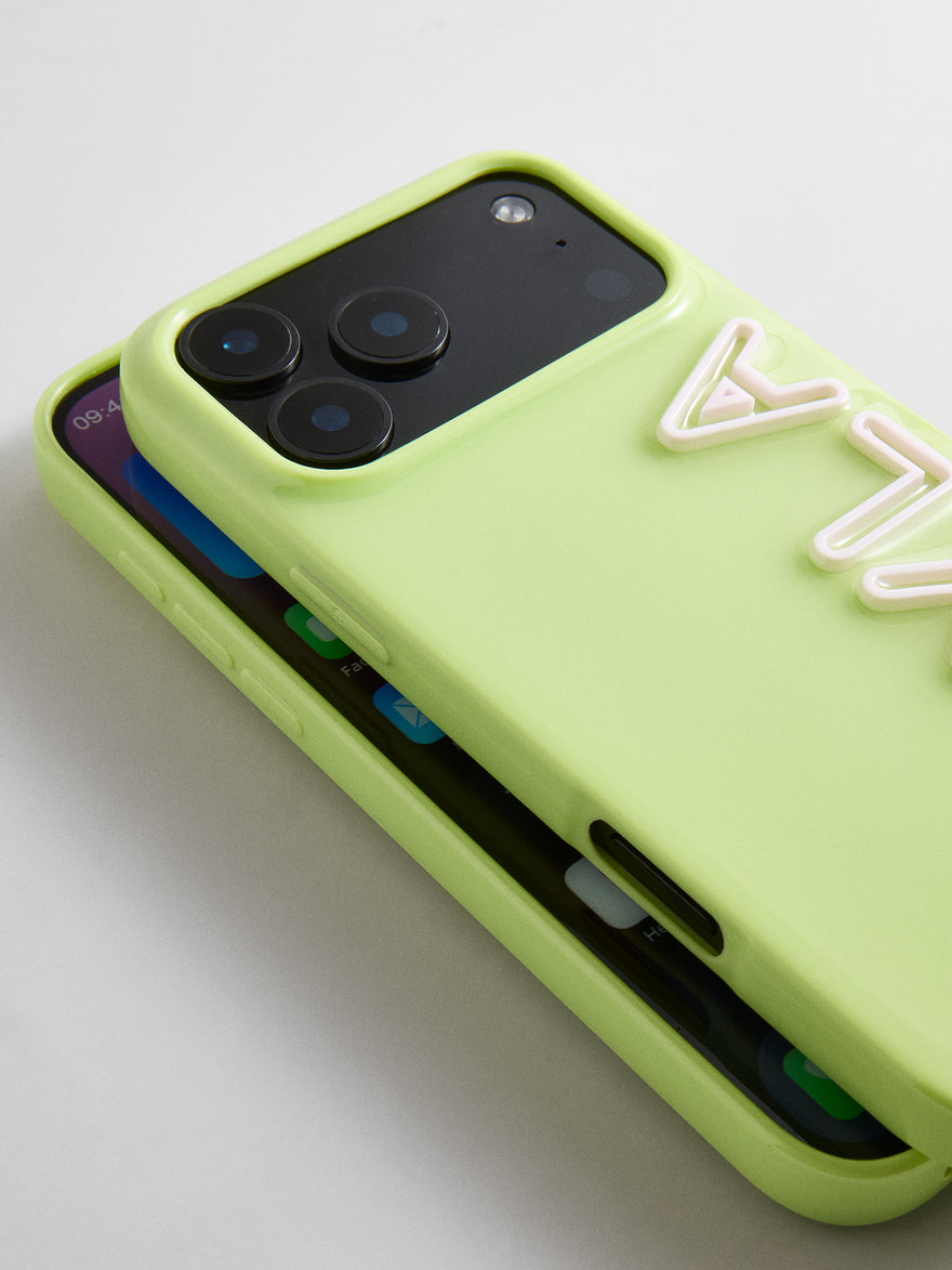 Fine Line Custom iPhone Case - Chartreuse/White