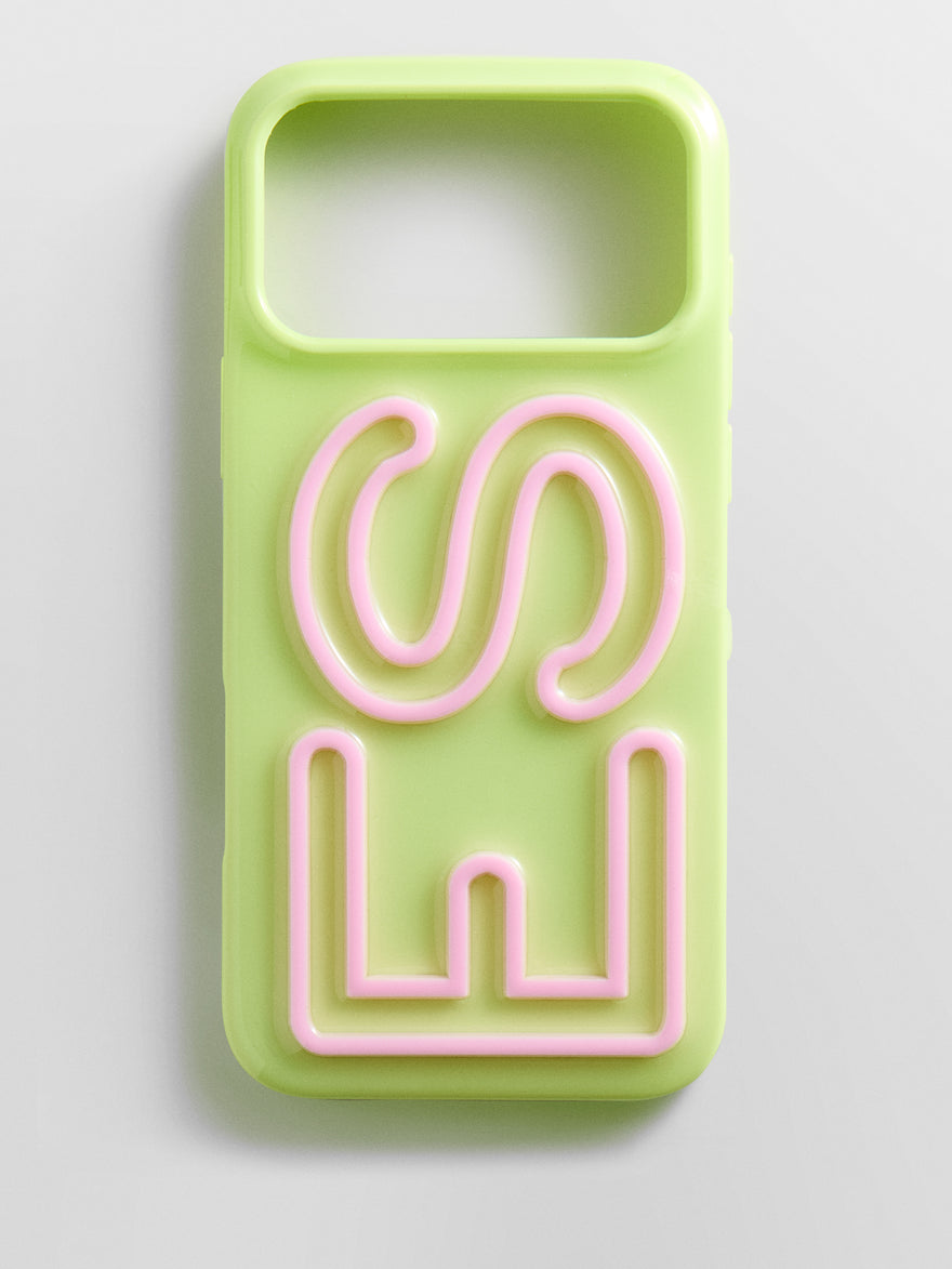 Fine Line Custom iPhone Case - Chartreuse/Light Pink