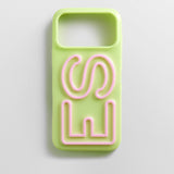 Fine Line Custom iPhone Case - Chartreuse/Light Pink