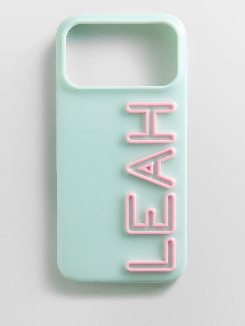 Fine Line Custom iPhone Case - Mint Green/Light Pink