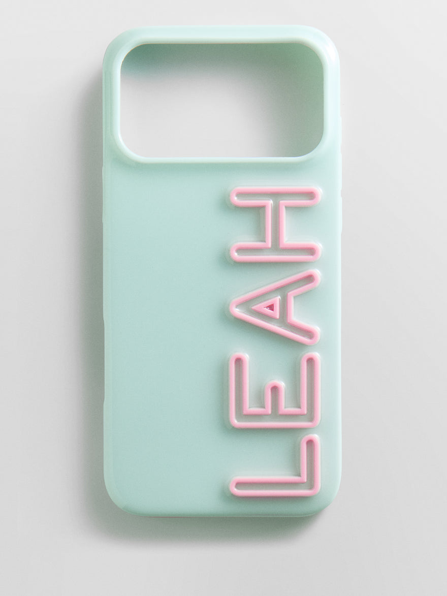Fine Line Custom iPhone Case - Mint Green/Light Pink