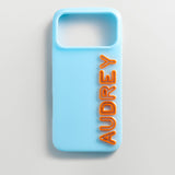 Fine Line Custom iPhone Case - Light Blue/Orange