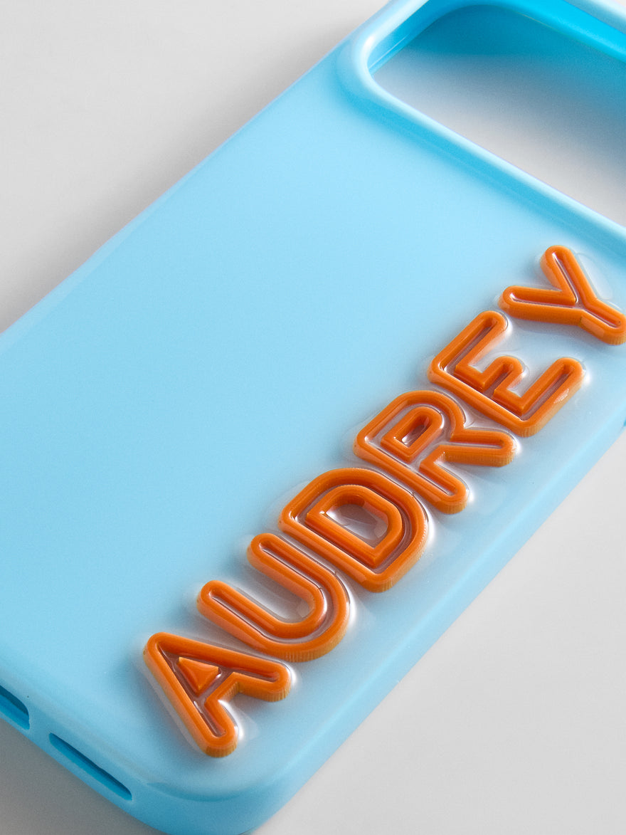 Fine Line Custom iPhone Case - Light Blue/Orange