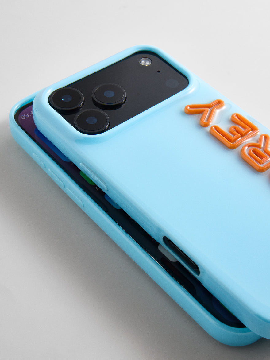 Fine Line Custom iPhone Case - Light Blue/Orange