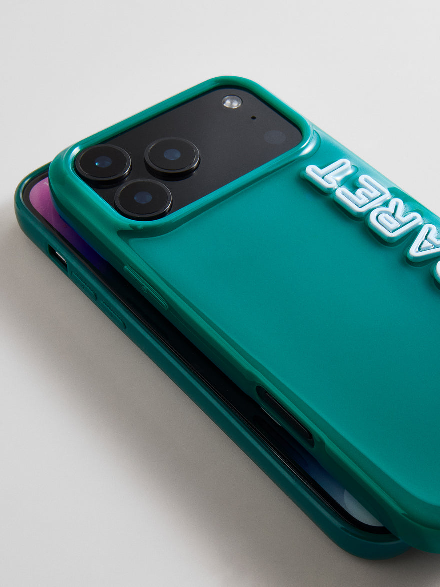 Fine Line Custom iPhone Case - Teal Blue/White