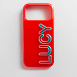 Fine Line Custom iPhone Case - Red/Teal Blue