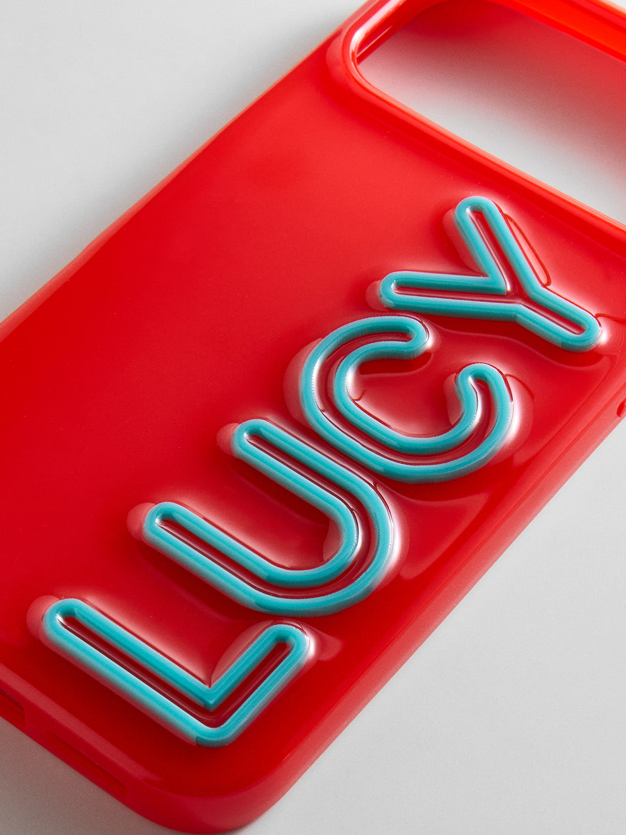 Fine Line Custom iPhone Case - Red/Teal Blue