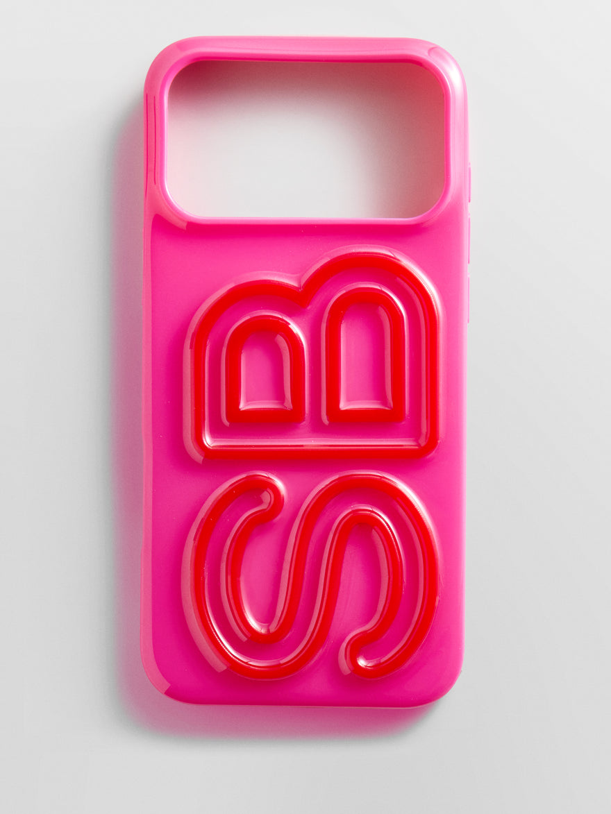 Fine Line Custom iPhone Case - Neon Pink/Red