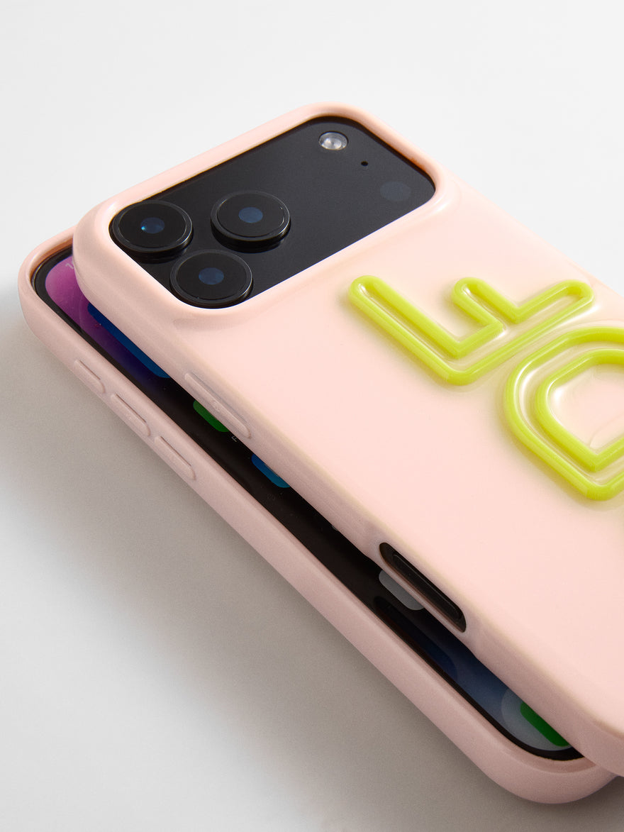 Fine Line Custom iPhone Case - Baby Pink/Chartreuse