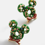 Disney Mickey Mouse Christmas Wreath Earrings