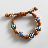 Eyes Open Evil Eye Paracord Bracelet  - Golden Brown