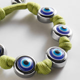 Eyes Open Evil Eye Paracord Bracelet  - Olive Green