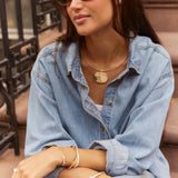 Brandy Pendant Collar Necklace - Gold