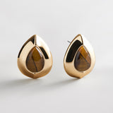 Meryl Semi-Precious Statement Stud Earrings  - Tiger's Eye