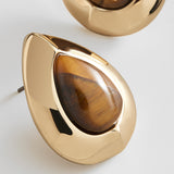 Meryl Semi-Precious Statement Stud Earrings  - Tiger's Eye
