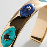 Evil Eye Semi-Precious Cuff Bracelet - Cool Tones
