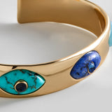 Evil Eye Semi-Precious Cuff Bracelet - Cool Tones