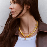Janette Beaded Ring Necklace - Bright Citrine
