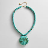 Washed Ashore Seashell Pendant Necklace - Turquoise