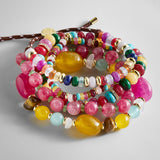 Darcy Semi-Precious Beaded Bracelet Set - Burgundy Multi