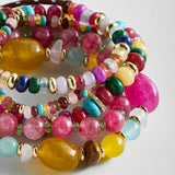 Darcy Semi-Precious Beaded Bracelet Set - Burgundy Multi
