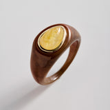 Bold Idea Chunky Statement Ring - Tiger's Eye/Citrine