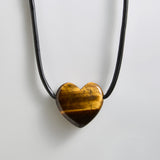 Millie Semi-Precious Heart Cord Necklace - Tiger's Eye