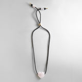 Millie Semi-Precious Heart Cord Necklace - Rose Quartz