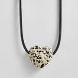 Millie Semi-Precious Heart Cord Necklace - Dalmation Jasper