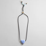Millie Semi-Precious Heart Cord Necklace - Blue Lace Agate
