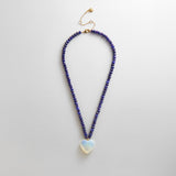 Semi-Precious Heart Necklace - Moonstone/Lapis