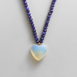 Semi-Precious Heart Necklace - Moonstone/Lapis