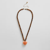 Semi-Precious Heart Necklace - Smoky Quartz/Tiger's Eye