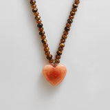 Semi-Precious Heart Necklace - Smoky Quartz/Tiger's Eye