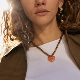 Semi-Precious Heart Necklace - Smoky Quartz/Tiger's Eye