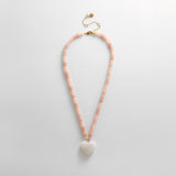 Semi-Precious Heart Necklace - White Quartz/Smoky Quartz