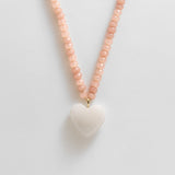 Semi-Precious Heart Necklace - White Quartz/Smoky Quartz