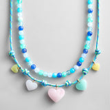 Happy Heart Kids' Beaded Necklace Set - Blue