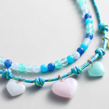 Happy Heart Kids' Beaded Necklace Set - Blue