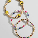 Happy-Go-Lucky Kids' Beaded Bracelet Set - Smiley Face