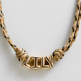 Bubble Letter Custom Paracord Necklace - Taupe/Brown