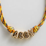 Bubble Letter Custom Paracord Necklace - Yellow/Orange