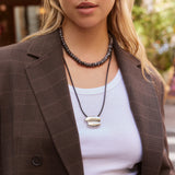 Joyce Semi-Precious Beaded Necklace - Dark Larvikite