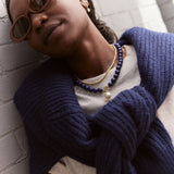 Janette Semi-Precious Beaded Ring Necklace  - Blue Tiger's Eye
