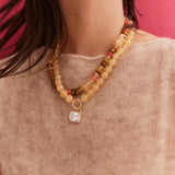 Janette Semi-Precious Beaded Ring Necklace  - Citrine