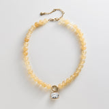 Janette Semi-Precious Beaded Ring Necklace  - Citrine