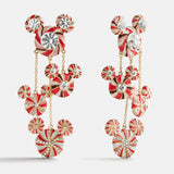 Disney Mickey Mouse Candy Cane Statement Earrings