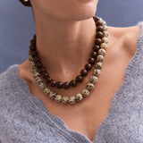 Mini Jane Semi-Precious Beaded Necklace - Dalmatian