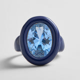 Joy Pop Cubic Zirconia Ring - Oval Cut/Navy Blue